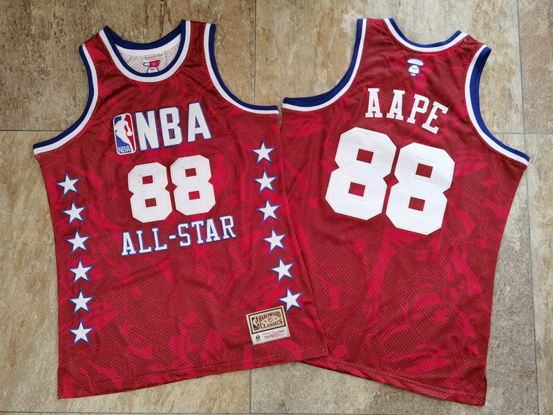 2020 Men NBA All Star 88 AAPE red jersey